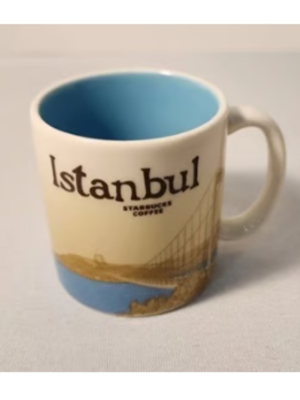 Starbucks Istanbul Global Icon 16 oz ceramic mug featuring  Bosphorus Bridge